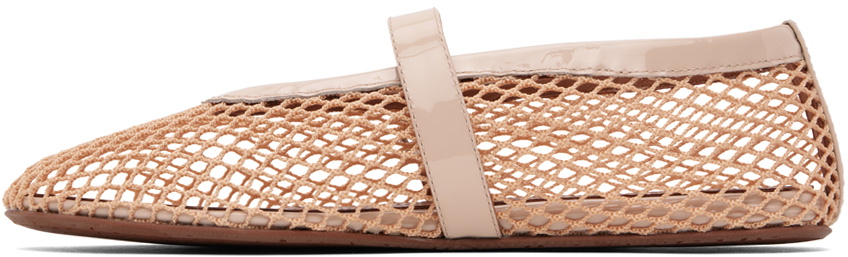 ALAÏA Beige Fishnet Ballerina Flats ALAÏA