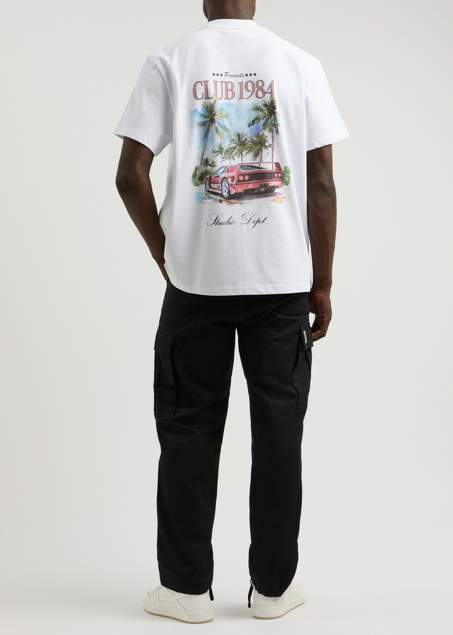 Club 1984 Palm Drive Printed Cotton T-shirt White
