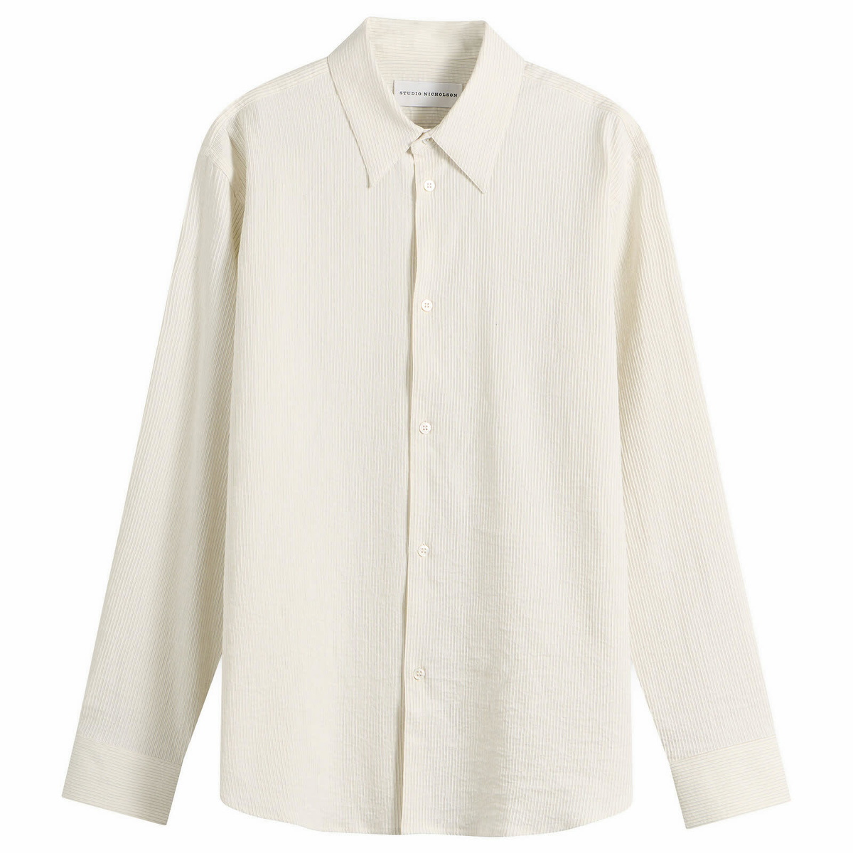 Studio Nicholson Men's View Regular Fit Shirt in Parchment/Black Stripe