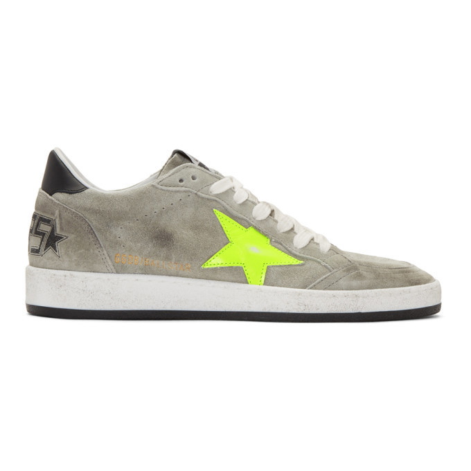 Photo: Golden Goose Grey and Yellow Suede Ball Star Sneakers