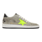 Golden Goose Grey and Yellow Suede Ball Star Sneakers