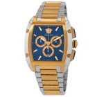 Versace Dominus Chronograph Quartz Blue Dial Two-Tone Mens Watch VE6H00723