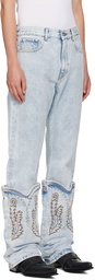 Y/Project SSENSE Exclusive Blue Cowboy Cuff Jeans