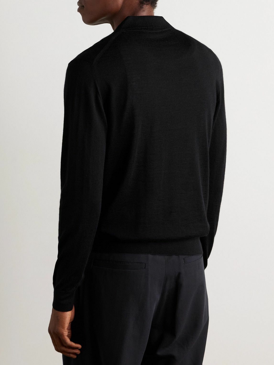Incotex - Incotex Zanone Slim-Fit Cashmere and Silk-Blend Polo Shirt - Black