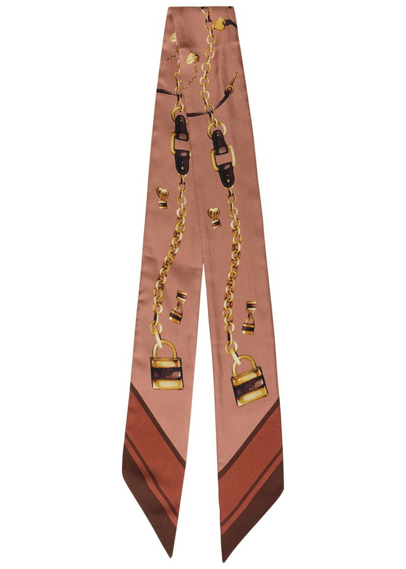 Photo: Chloe Paddington Slim Printed Silk Scarf - Brown - One Size