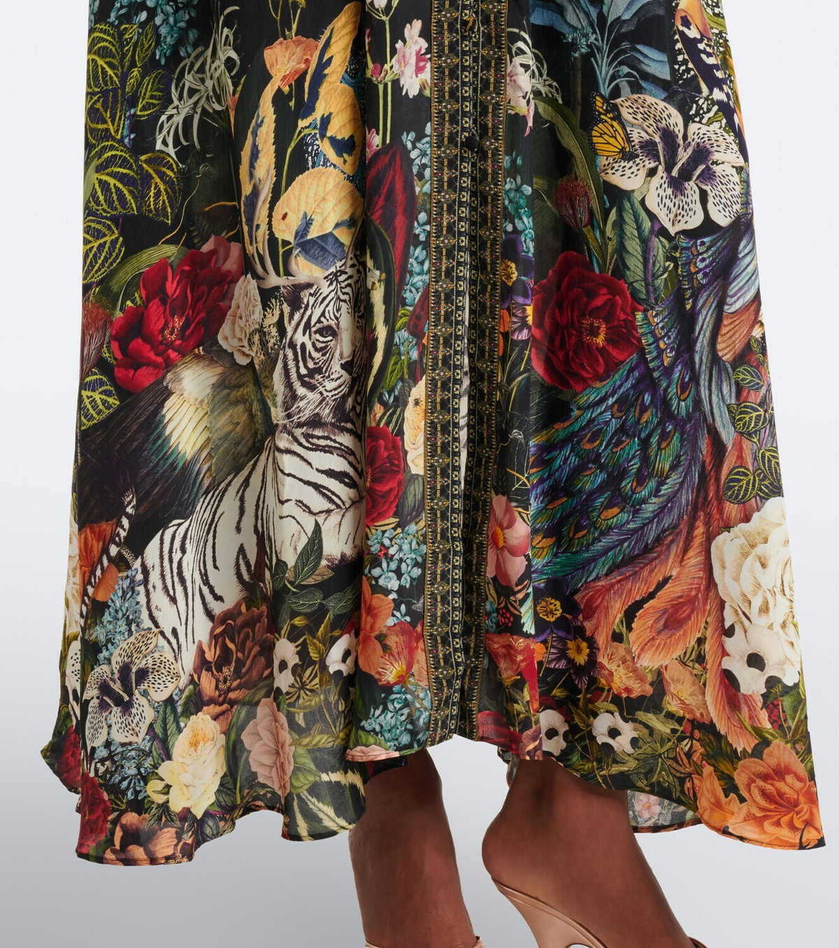 Camilla Embellished printed silk satin maxi dress