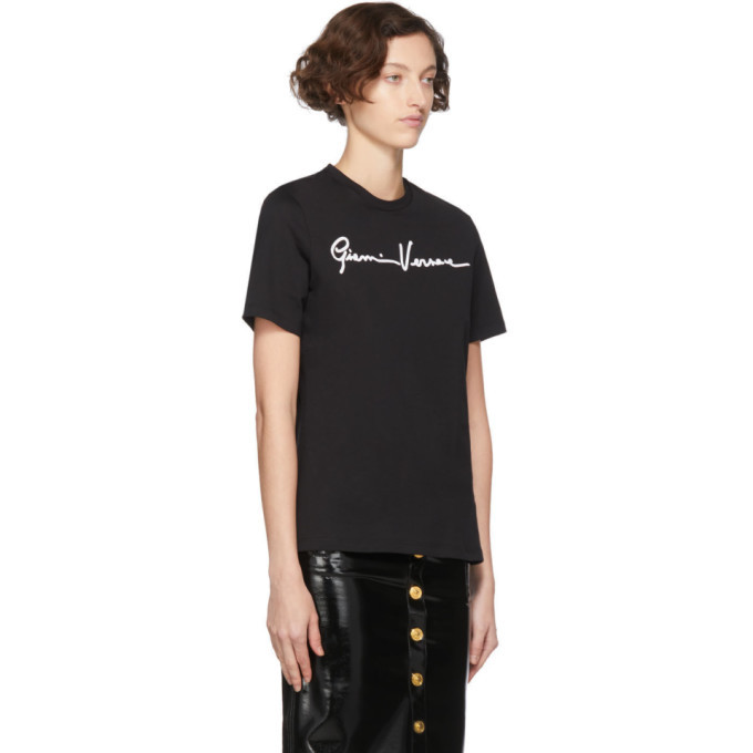 Versace Black Gianni Versace Embroidered T Shirt Versace