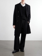 AMI PARIS - Double-Breasted Virgin Wool-Gabardine Coat - Black