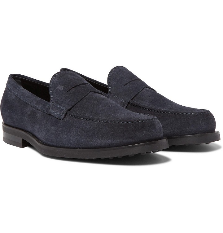 Photo: Tod's - Suede Penny Loafers - Navy