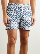 Frescobol Carioca - Ipanema Weave Straight-Leg Mid-Length Printed Recycled Swim Shorts - Blue