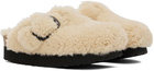 Birkenstock Off-White Boston Big Buckle Shearling Clogs