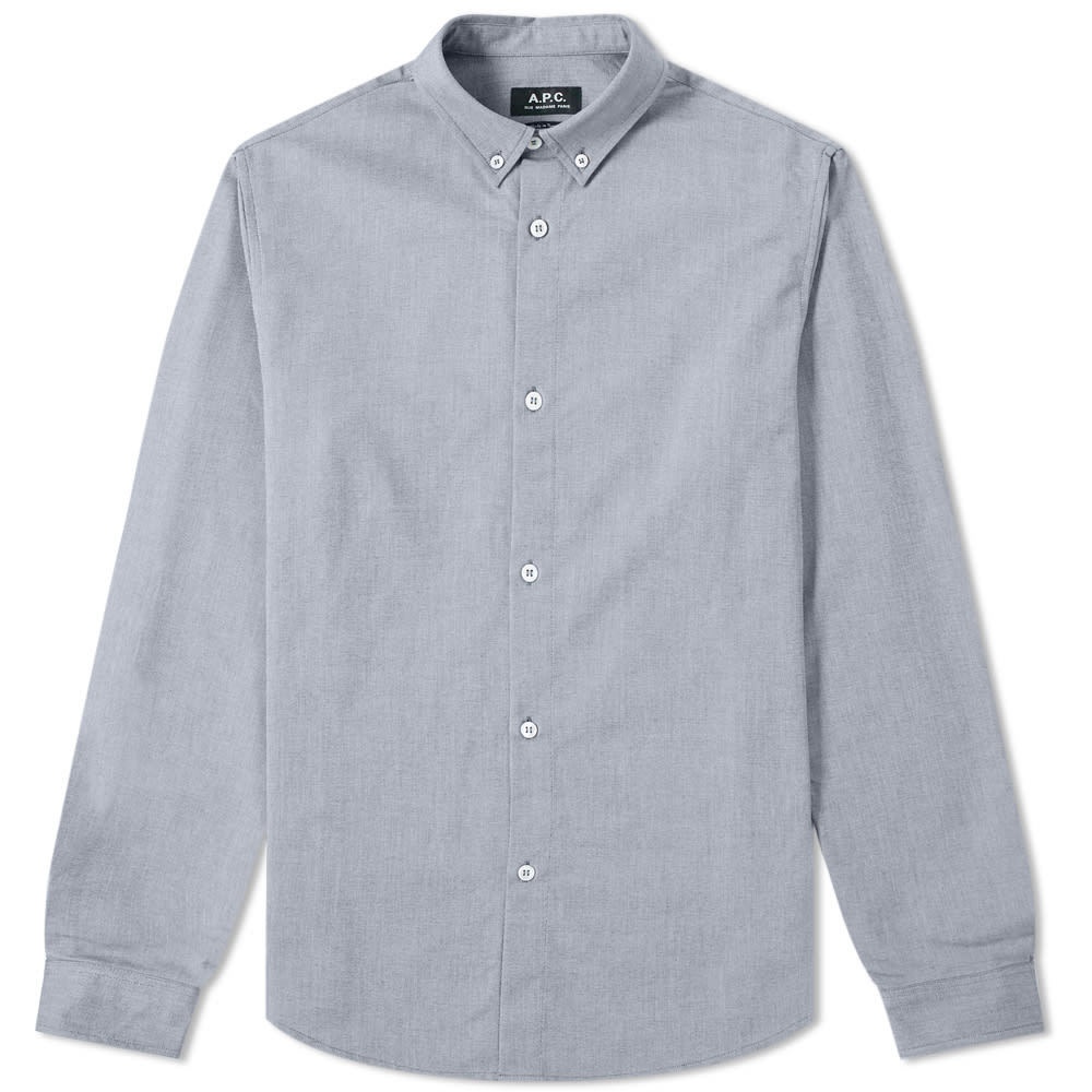 A.P.C. Button Down Oxford Shirt Dark Navy Mother of Pearl