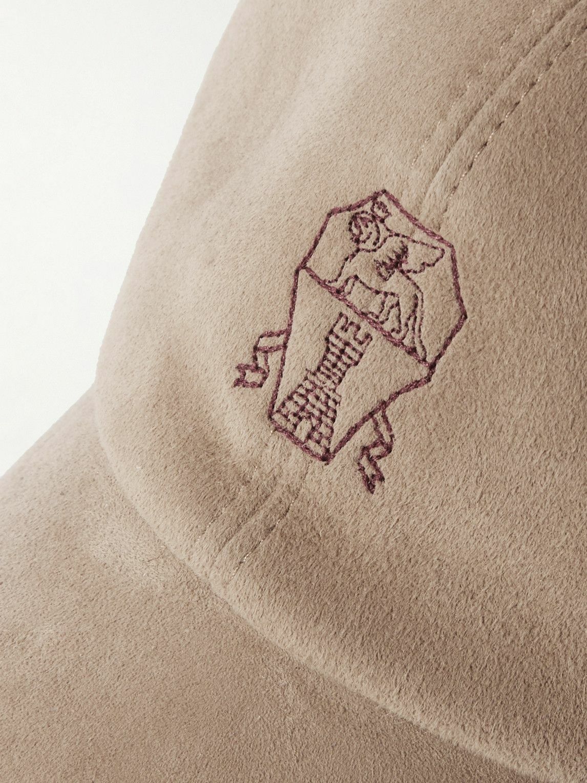 キャップ BRUNELLO CUCINELLI SUEDE LEATHER BASEBALL CAP Brunello Cucinelli - Leather-Trimmed Suede Baseball Cap