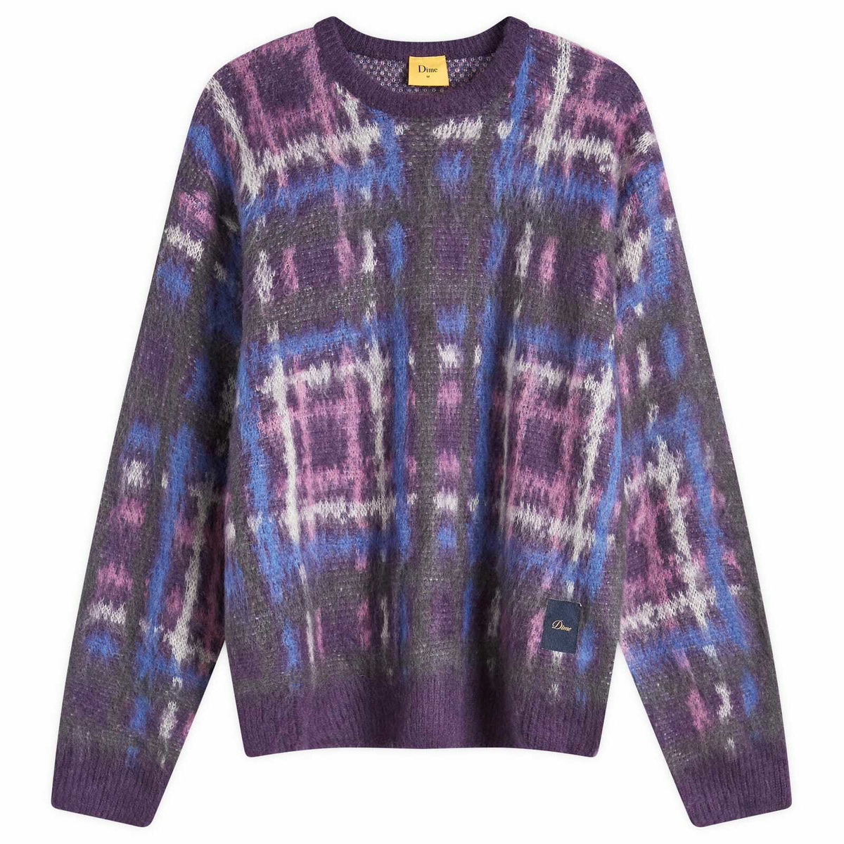 Dime Men's Plaid Mohair Jumper in Purple Dime