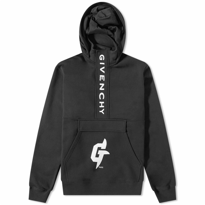 Photo: Givenchy Men's G Logo Half Zip Hoody in Black
