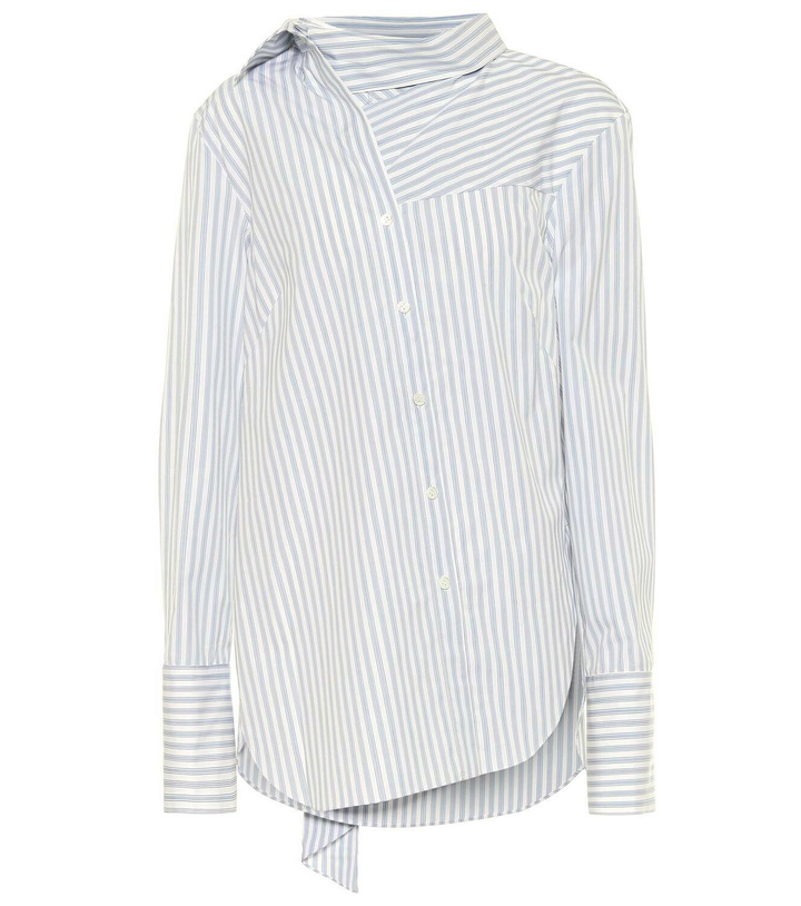 Photo: Monse Tie-neck striped cotton shirt