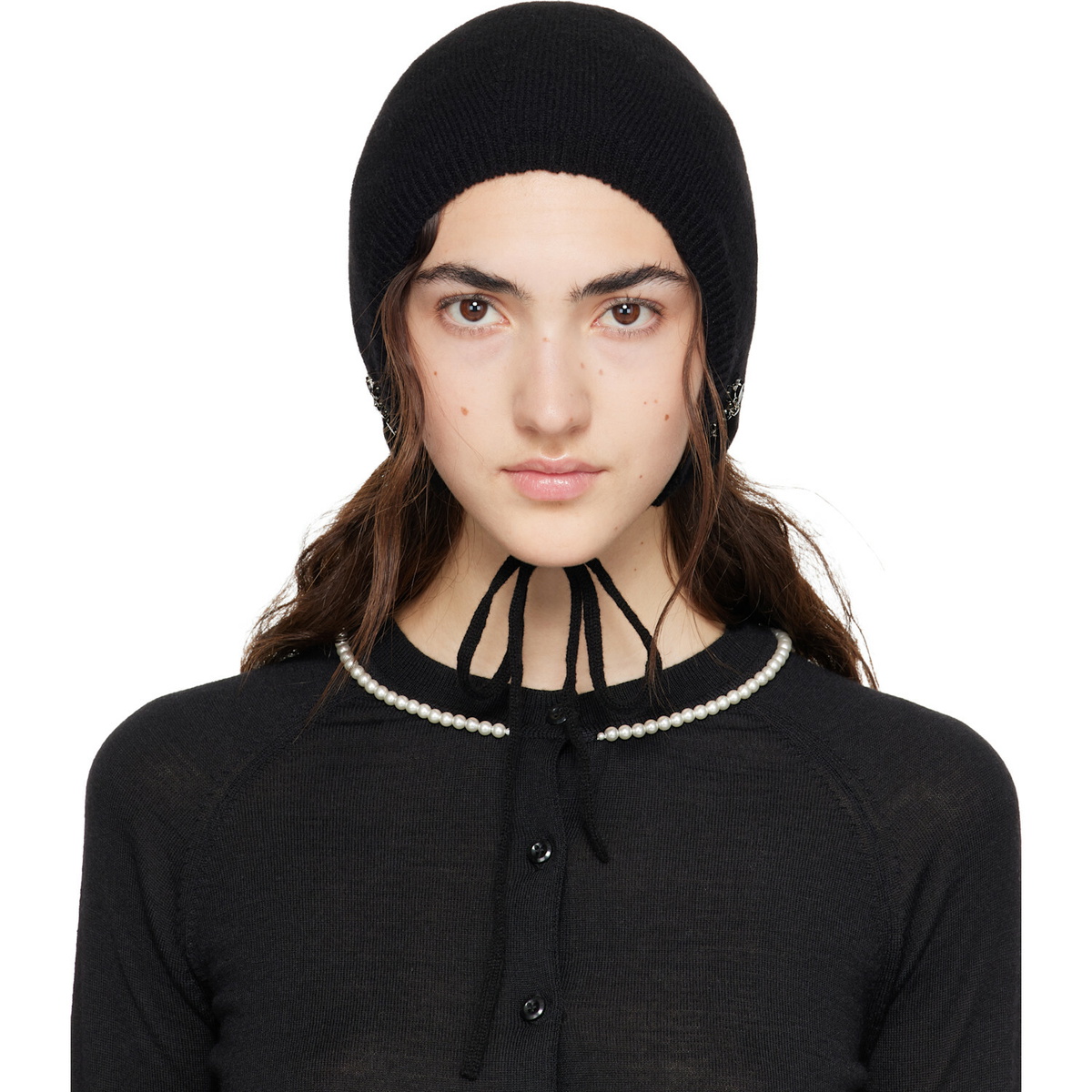 Simone Rocha Black Cashmere Bonnet