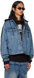 SPENCER BADU Blue & Black Paneled Denim Jacket