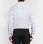 Brioni - Light-Grey Slim-Fit Cutaway-Collar Striped Cotton-Poplin Shirt - Men - Light gray