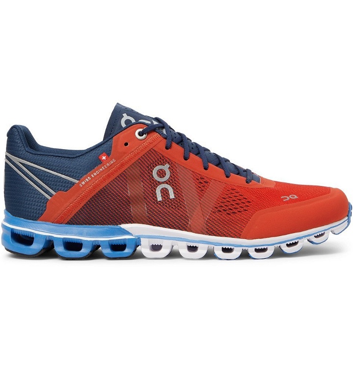 Photo: On - Cloudflow Rubber-Trimmed Mesh and Shell Running Sneakers - Red