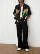 Wacko Maria - Convertible-Collar Printed Recycled-TENCEL™ Shirt - Black