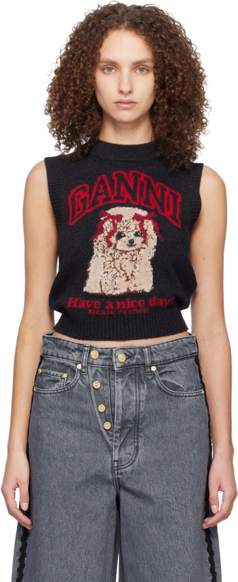 Photo: GANNI Black Graphic Wool Vest