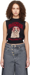 GANNI Black Graphic Wool Vest