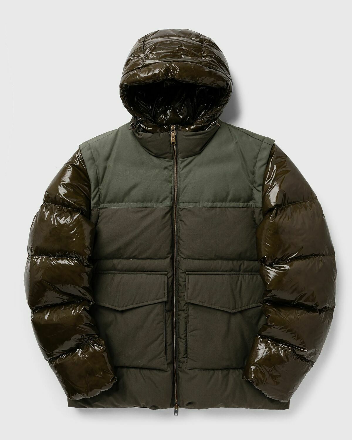 WOOLRICH MIXMEDIA CONVERTIBLE PUFFER JACKET Green Mens Down