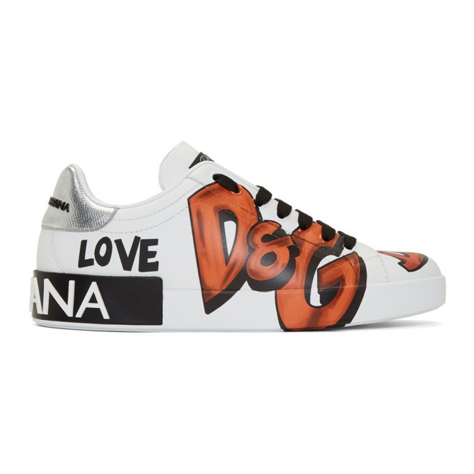 Photo: Dolce and Gabbana White Graffiti Sneakers