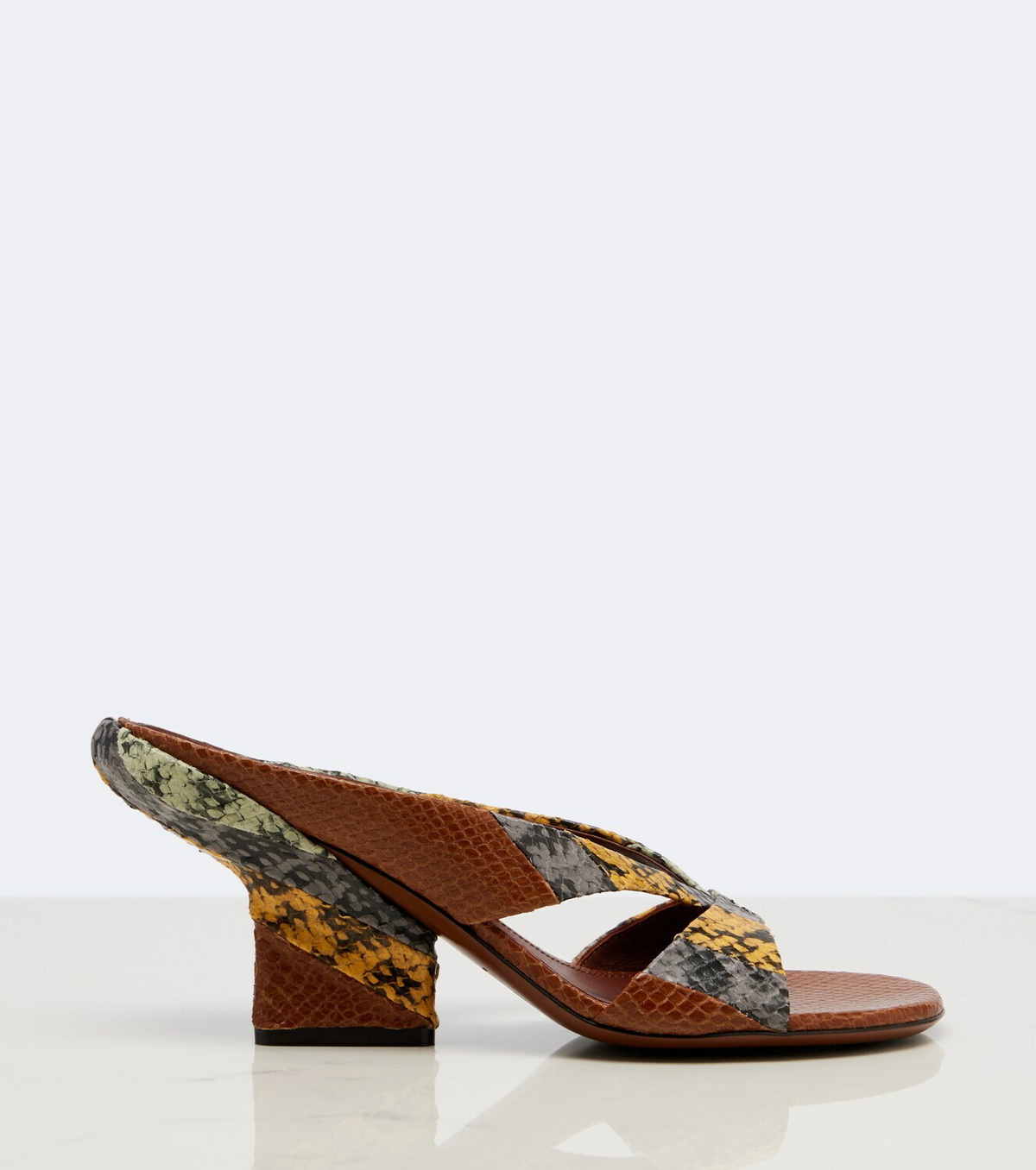 Dries Van Noten Snake-effect leather mules