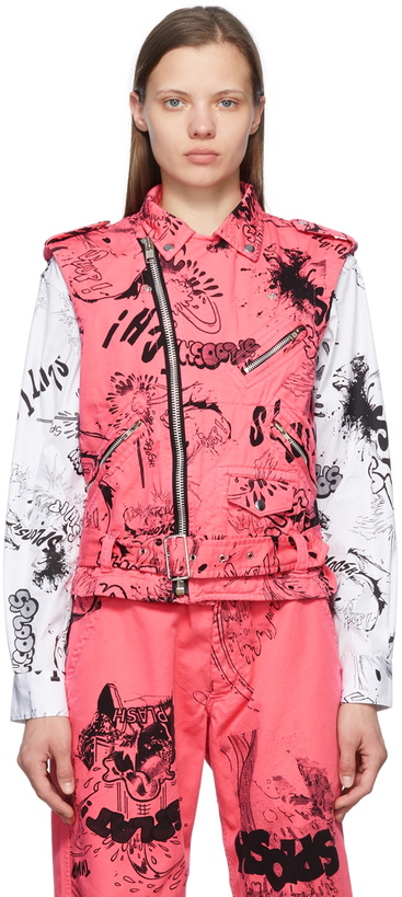 Photo: Comme des Garçons Shirt Pink Marclay Edition Denim Vest