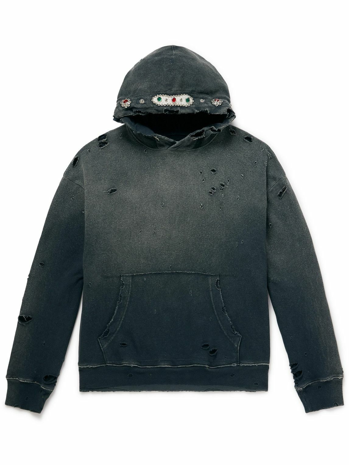 KAPITAL - Shell-Trimmed Printed Cotton-Jersey Zip-Up Hoodie