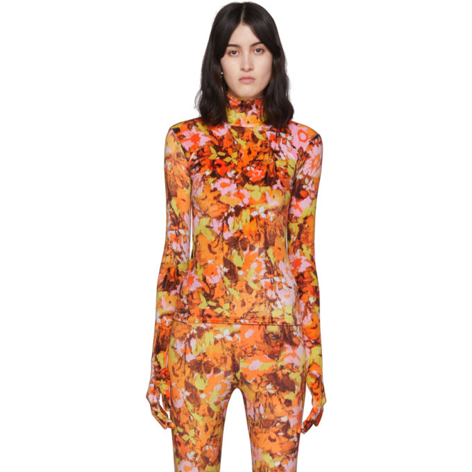 Richard Quinn Orange Floral Turtleneck