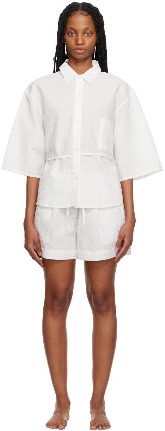 Deiji Studios White The Double Loop Pyjama Set Deiji Studios