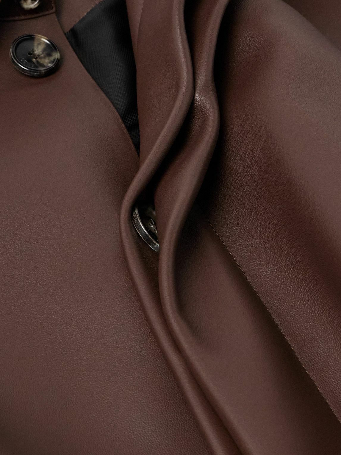 LOEWE - Belted Two-Tone Panelled Leather Coat - Black