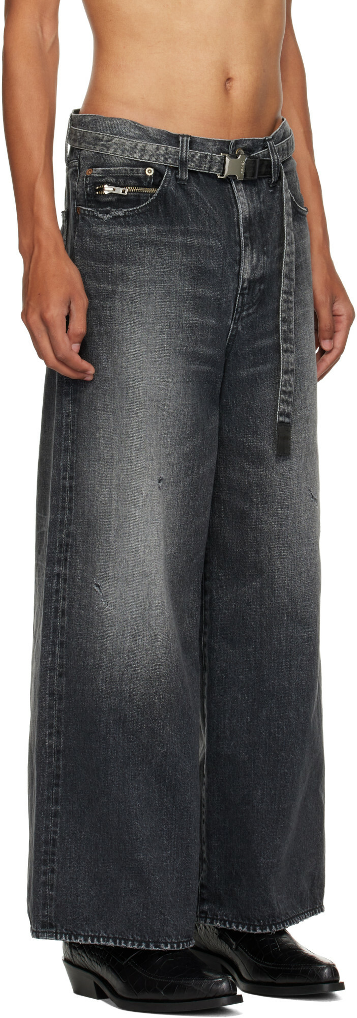 sacai Gray Wide Denim Jean