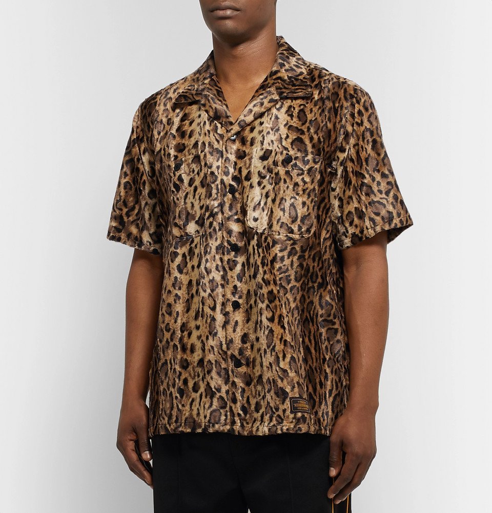 Neighborhood - Camp-Collar Leopard-Print Faux Fur Shirt - Leopard