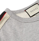 Gucci - Webbing-Trimmed Loopback Cotton-Jersey Sweatshirt - Men - Gray