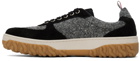 Thom Browne Black & White Donegal Tweed Letterman Sneakers