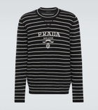 Prada Logo striped wool and cashmere sweater