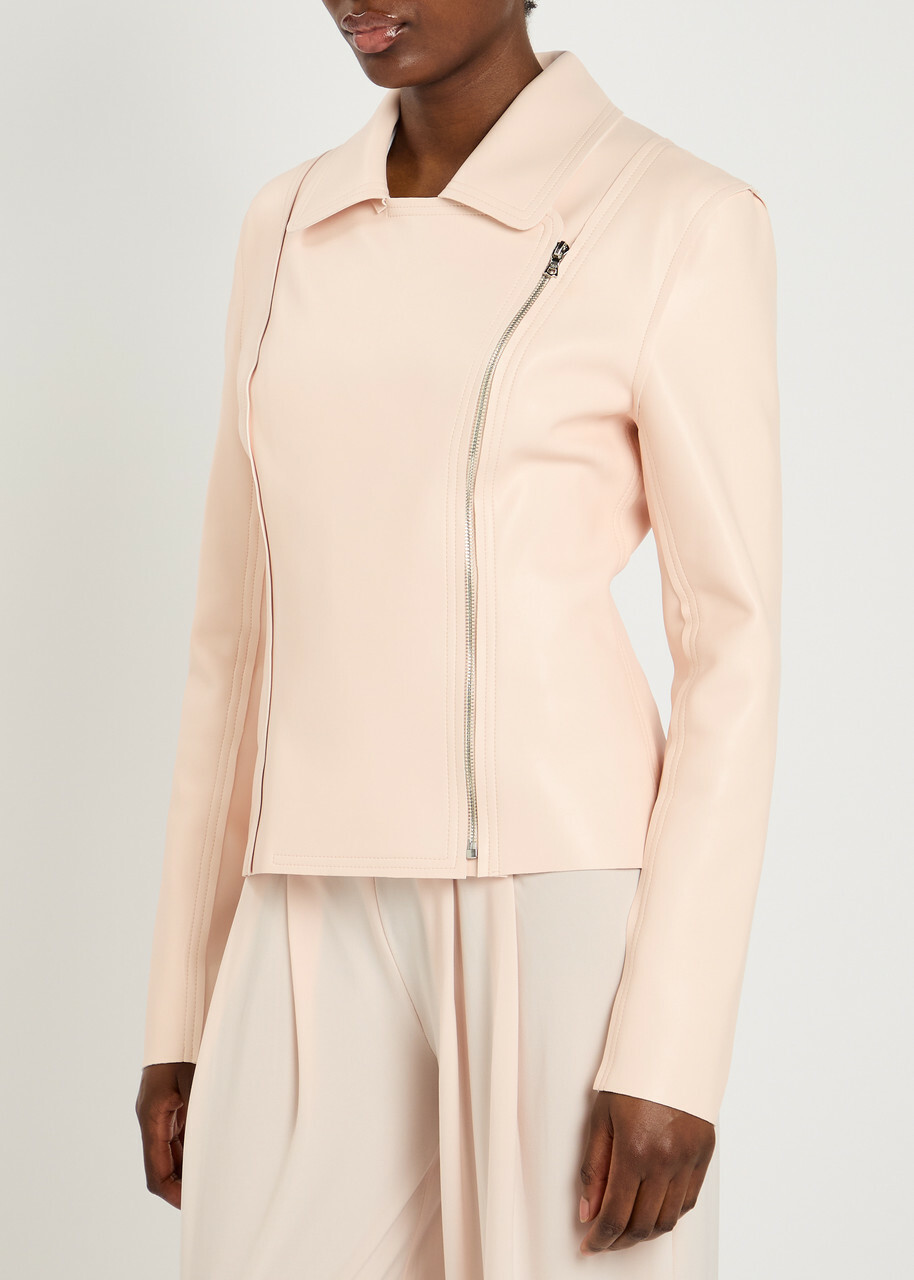 Norma Kamali Gang Panelled Faux Leather Jacket Light Pink