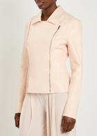 Norma Kamali Gang Panelled Faux Leather Jacket Light Pink