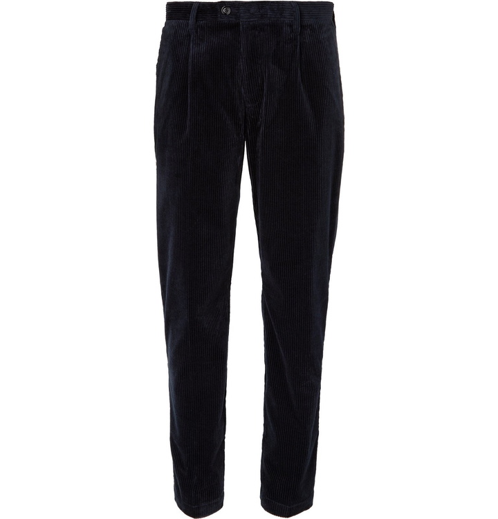 Photo: Hugo Boss - Navy Cotton-Blend Corduroy Trousers - Blue