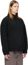 SKIMS Black Sherpa Quarter Zip Sweater