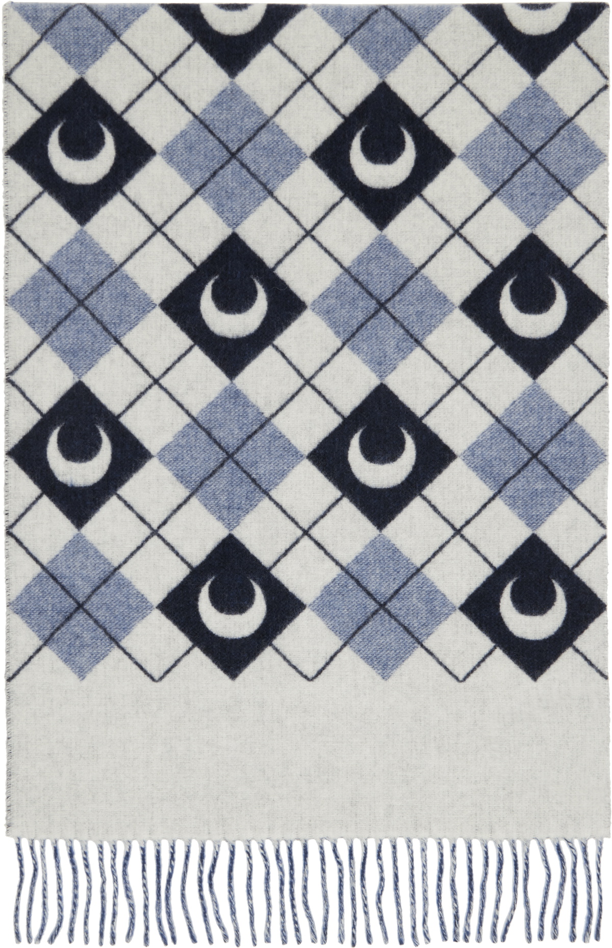 Marine Serre Navy & Black Moon Argyle Knit Scarf