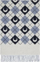 Marine Serre Navy & Black Moon Argyle Knit Scarf