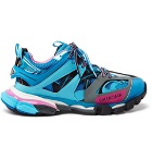 Balenciaga - Track Leather, Mesh and Rubber Sneakers - Men - Blue