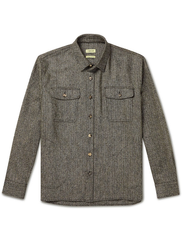Photo: De Bonne Facture - Herringbone Wool Overshirt - Gray