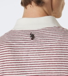 Wales Bonner Bask striped linen and cotton polo shirt