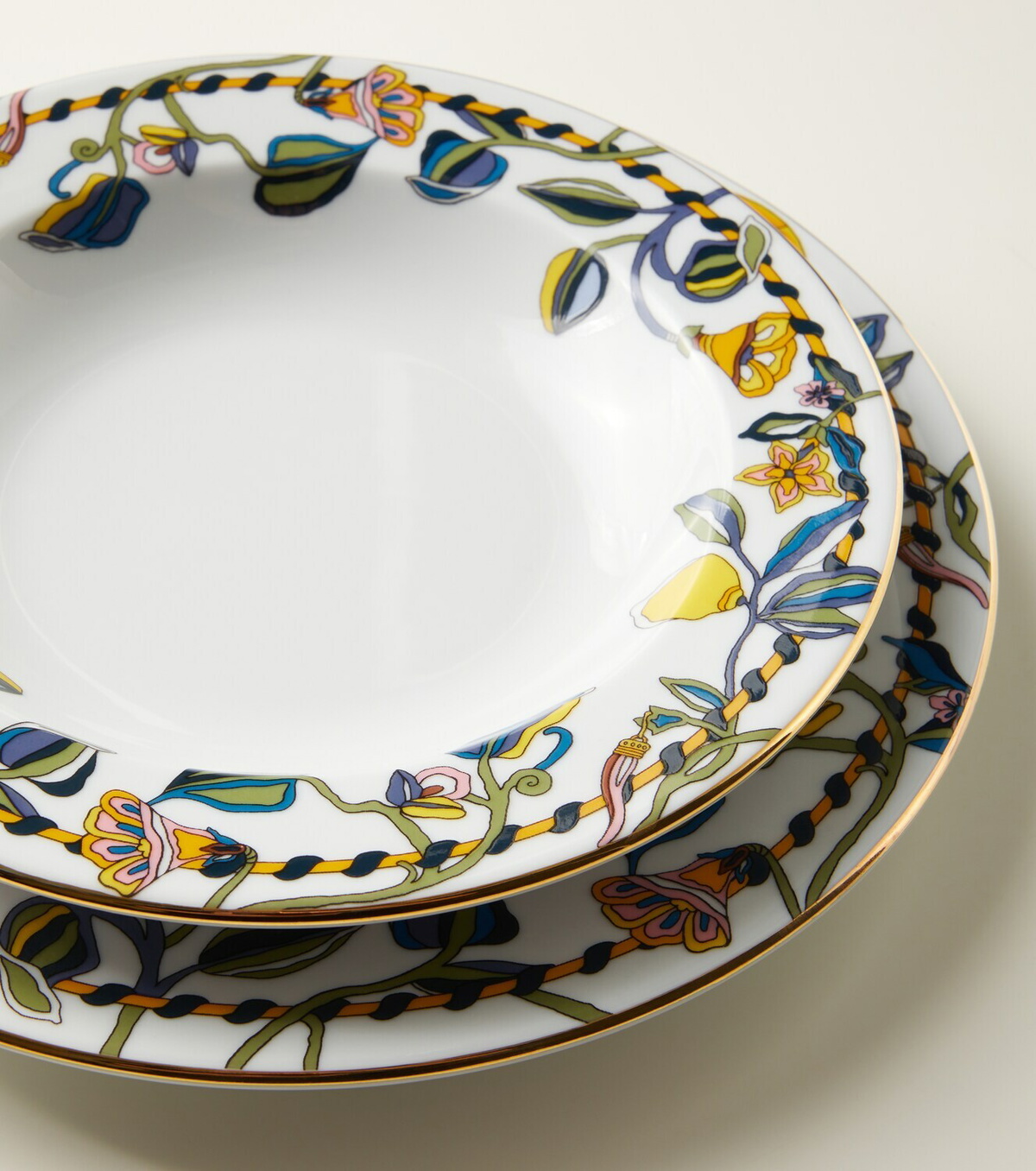 La DoubleJ Borboni White set of 2 porcelain soup plates